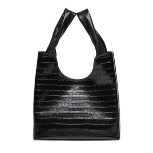 Shopper Croco-Print Embossed Leather Black