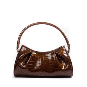 Dimple Croco Pearl Leather Chocolate