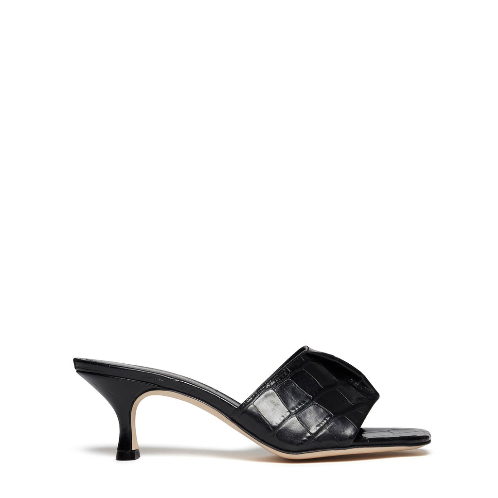 Fold Heel Croco-Print Black
